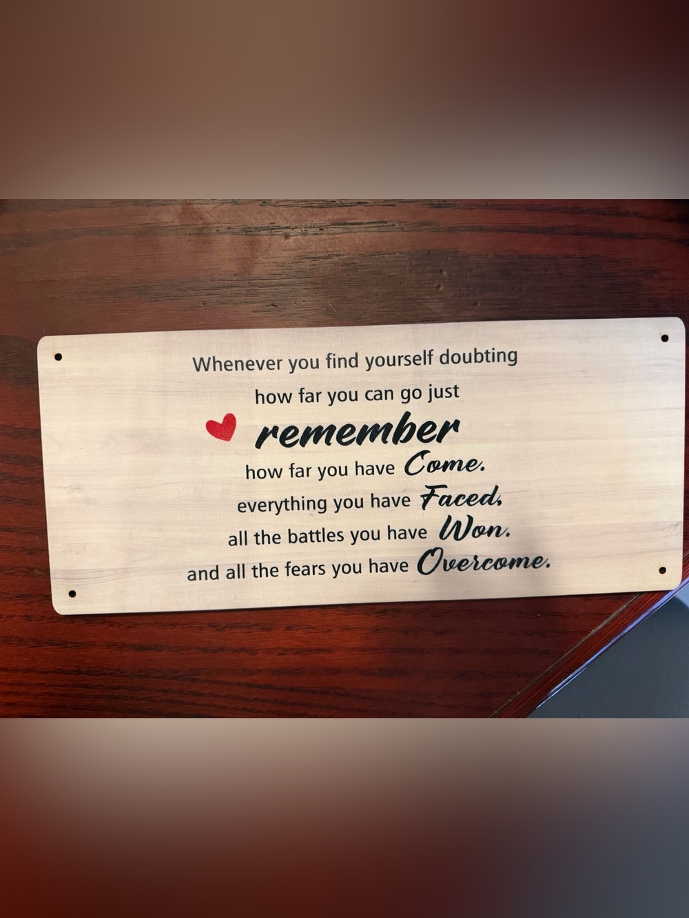Inspirational Wall Sign "Remember" with Red Heart